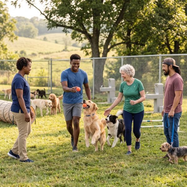 people in dog park