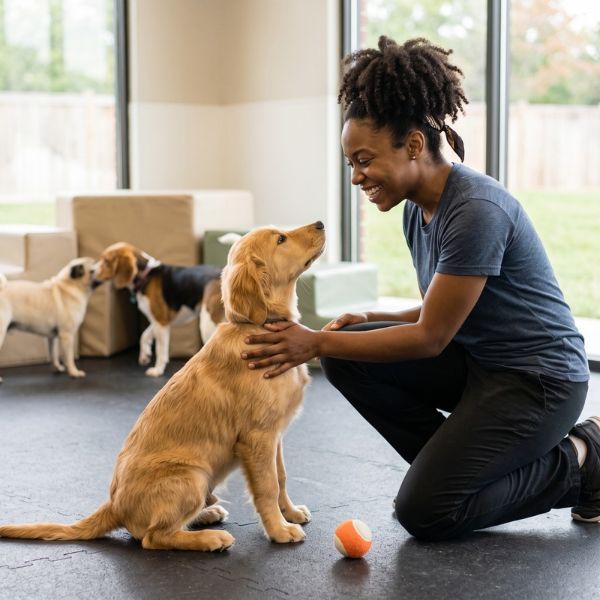 woman and dog