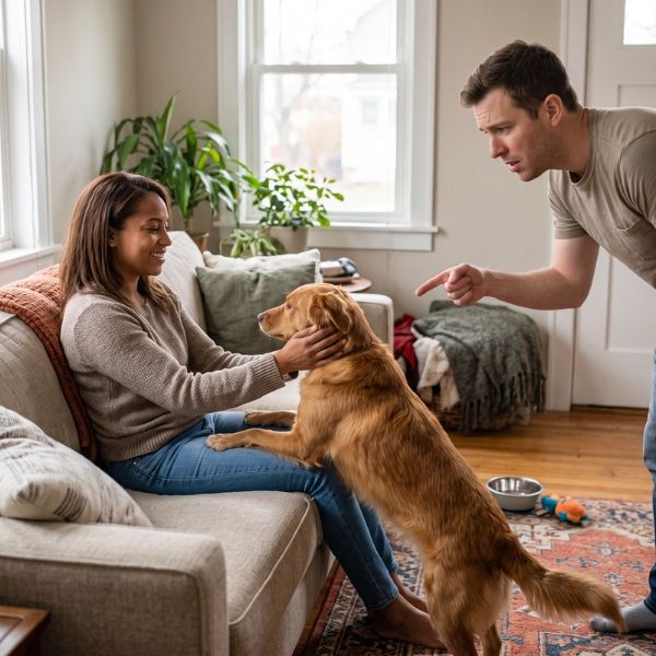 dog jumping on people